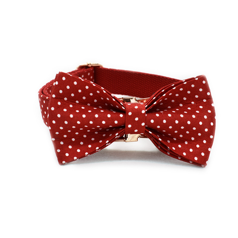 Red Dot Dog Collar Leash and Bow Tie Set