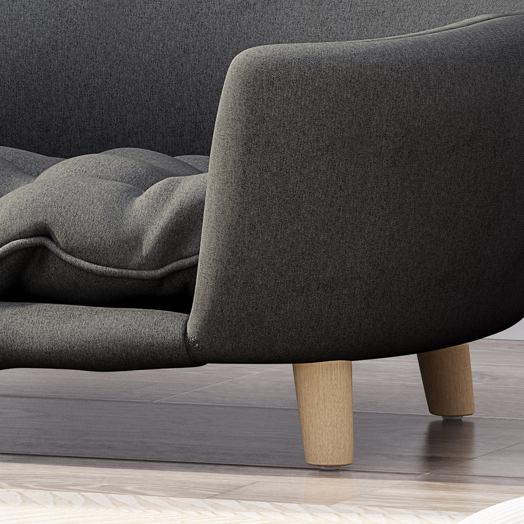 Mid-Century Style Dog Bed with Birch Wood Legs