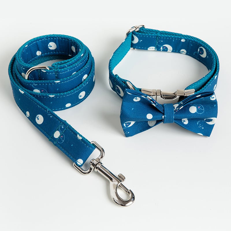Dog Collar Leash and Bow Set — XS to XL