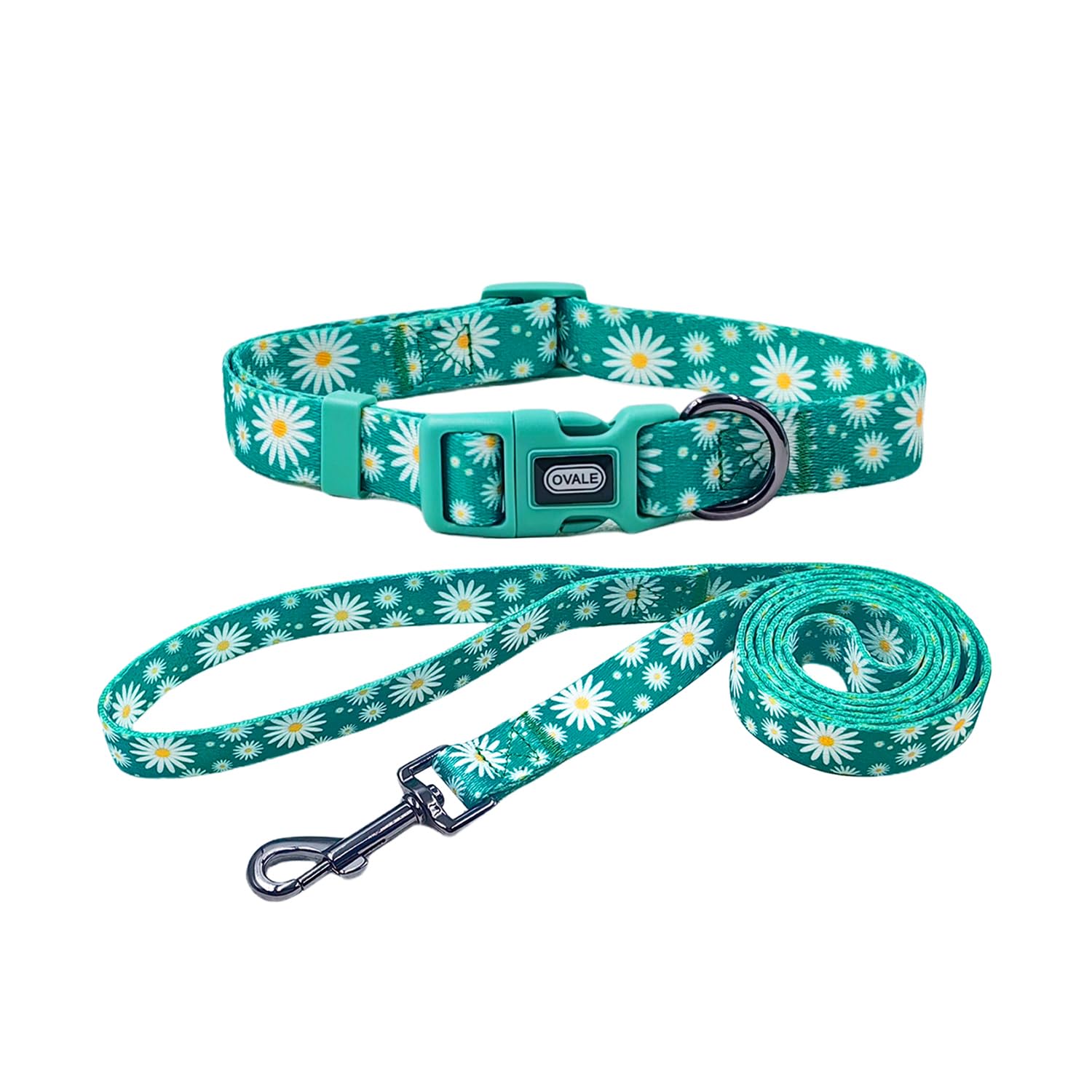 Daisy Print Dog Collar and Leash Set
