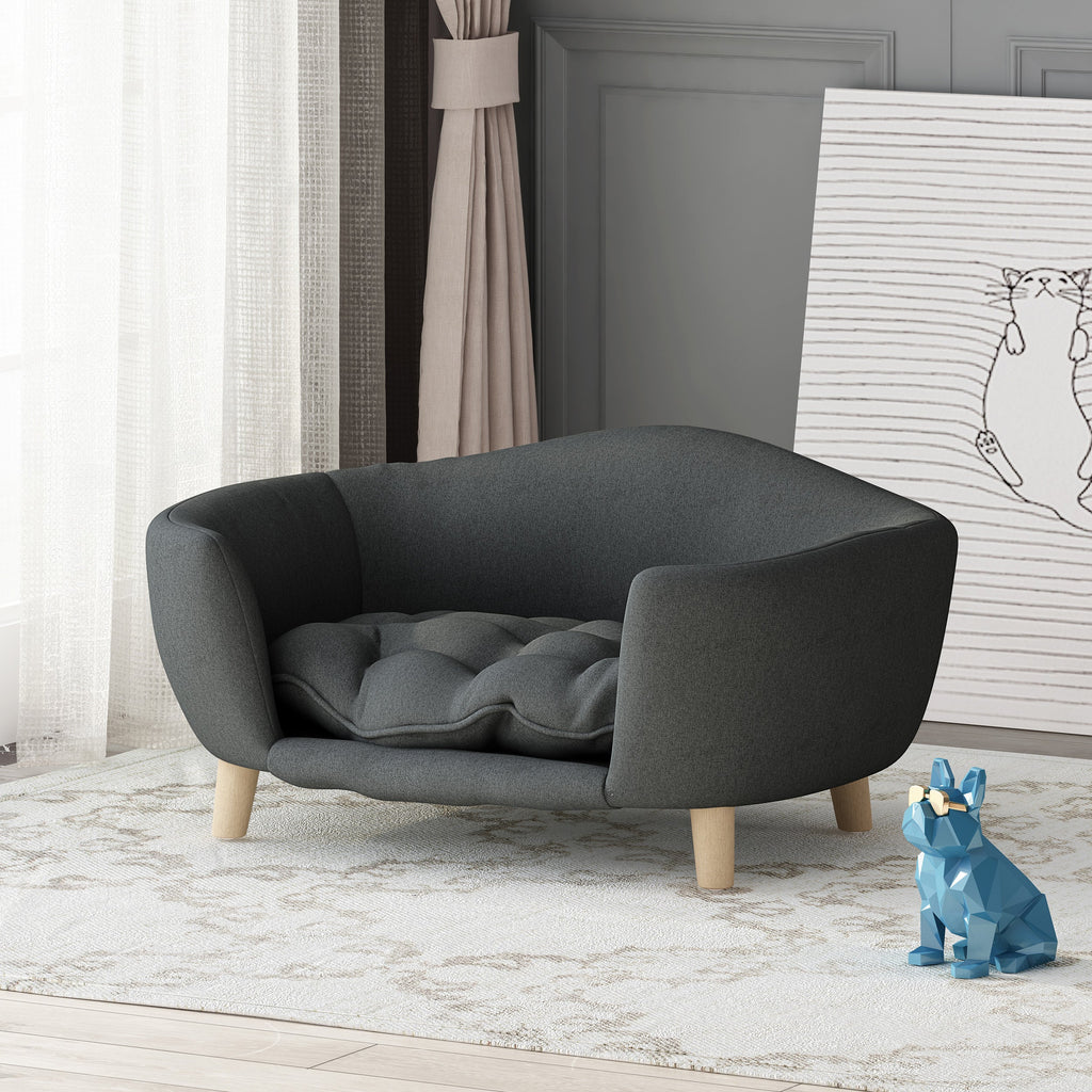 Mid-Century Style Dog Bed with Birch Wood Legs