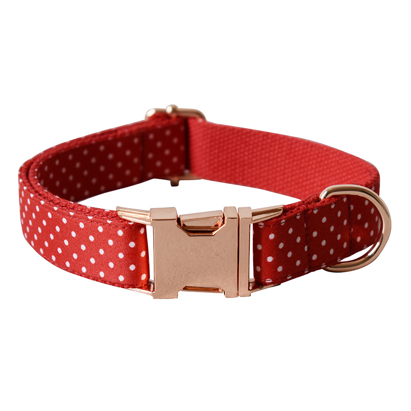 Red Dot Dog Collar Leash and Bow Tie Set