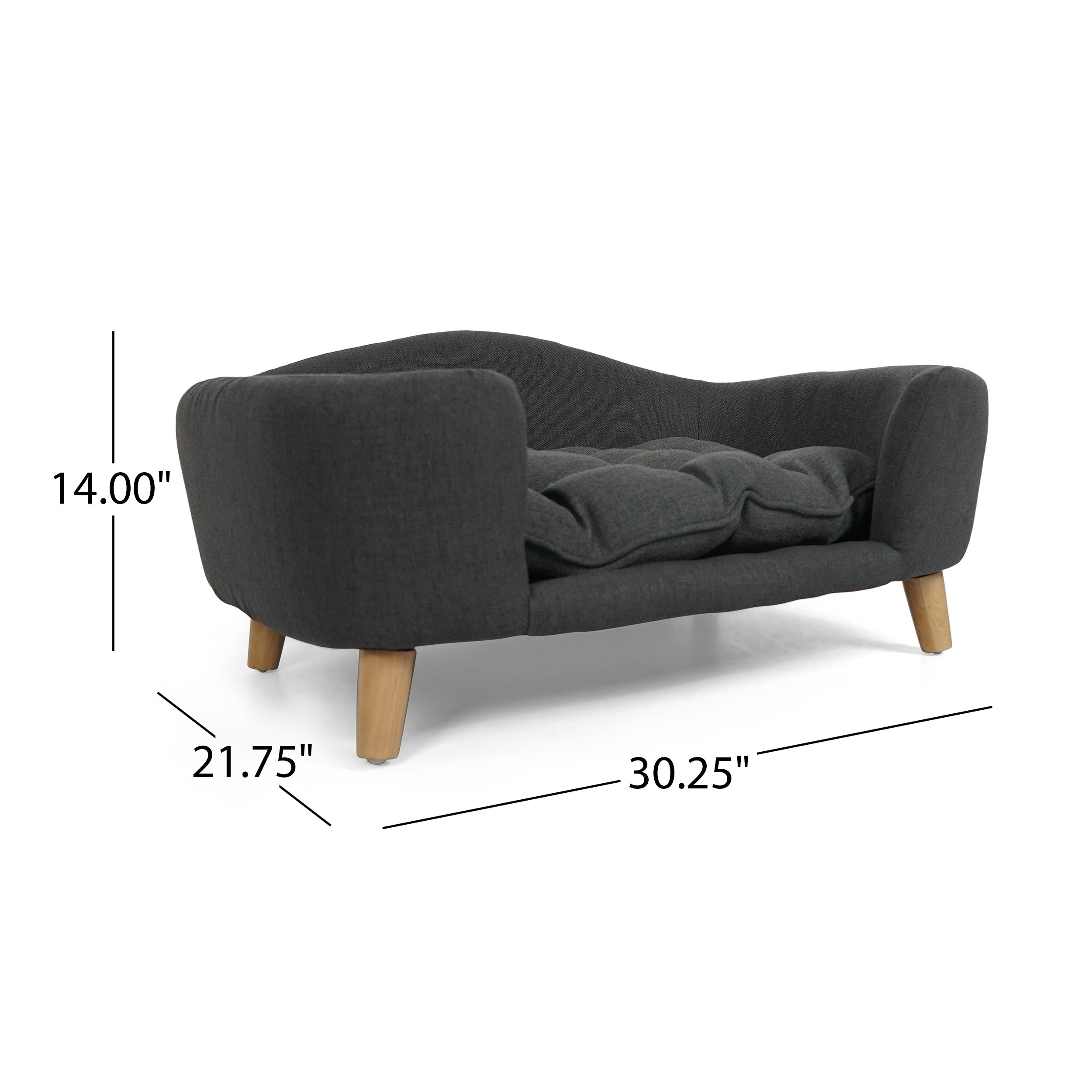 Mid-Century Style Dog Bed with Birch Wood Legs