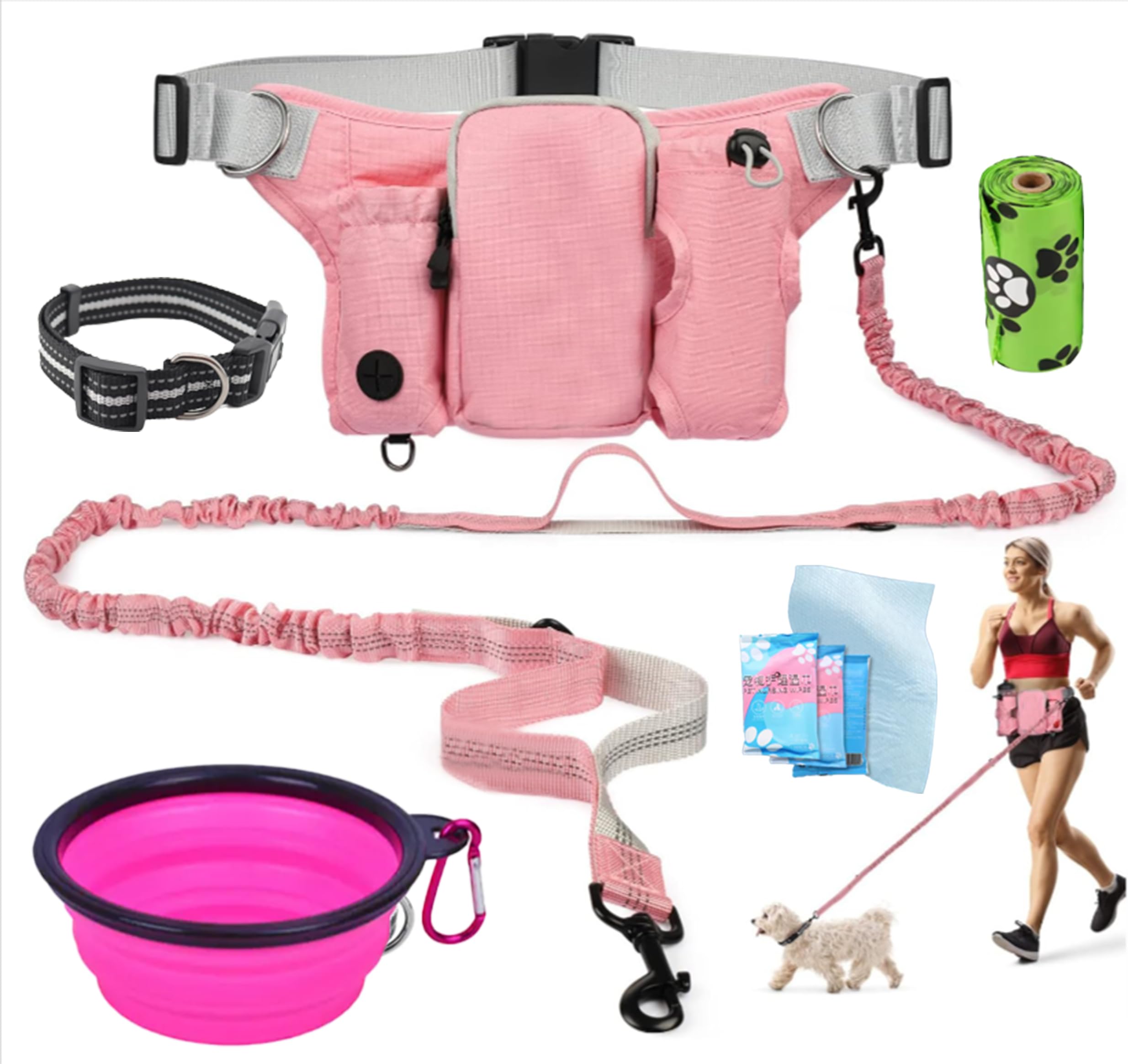 Hands-Free Dog Walking Waist Leash Belt Kit