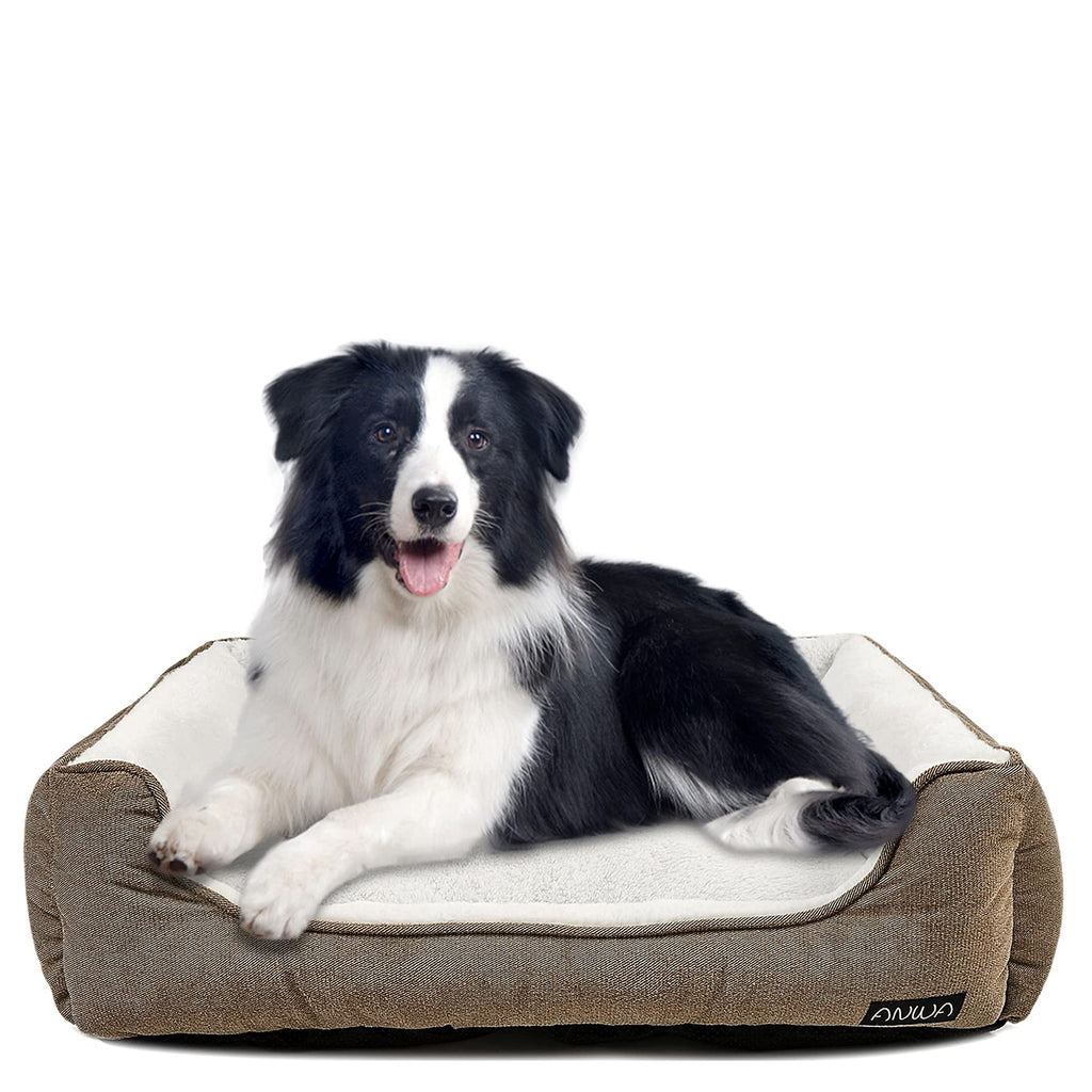 Washable Square Bolster Dog Bed — Medium