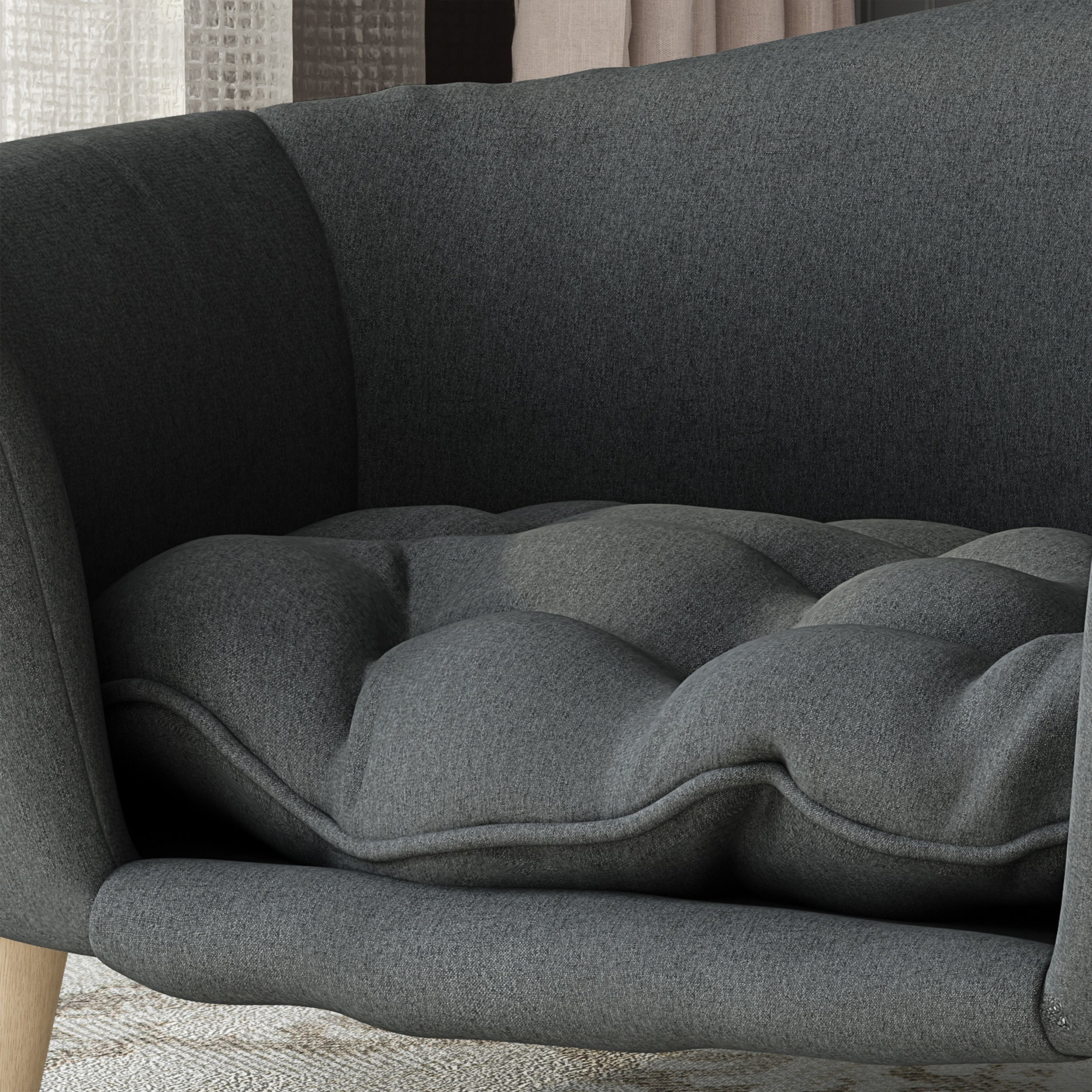 Mid-Century Style Dog Bed with Birch Wood Legs